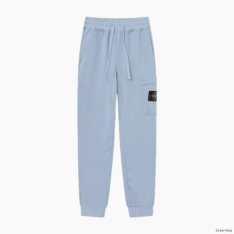Stone Island Compass Badge Street Style Light Blue Cuffed Jogger Sweatpants