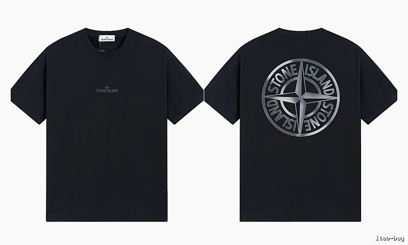 Stone Island Compass Collection Street Style Black T-Shirt