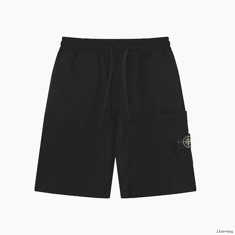 Stone Island Compass Collection Workwear Style Black Shorts