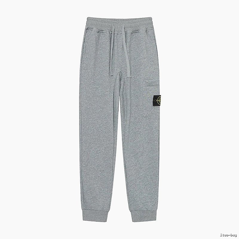Stone Island Compass Logo Casual Light Grey Cuffed Sweatpants