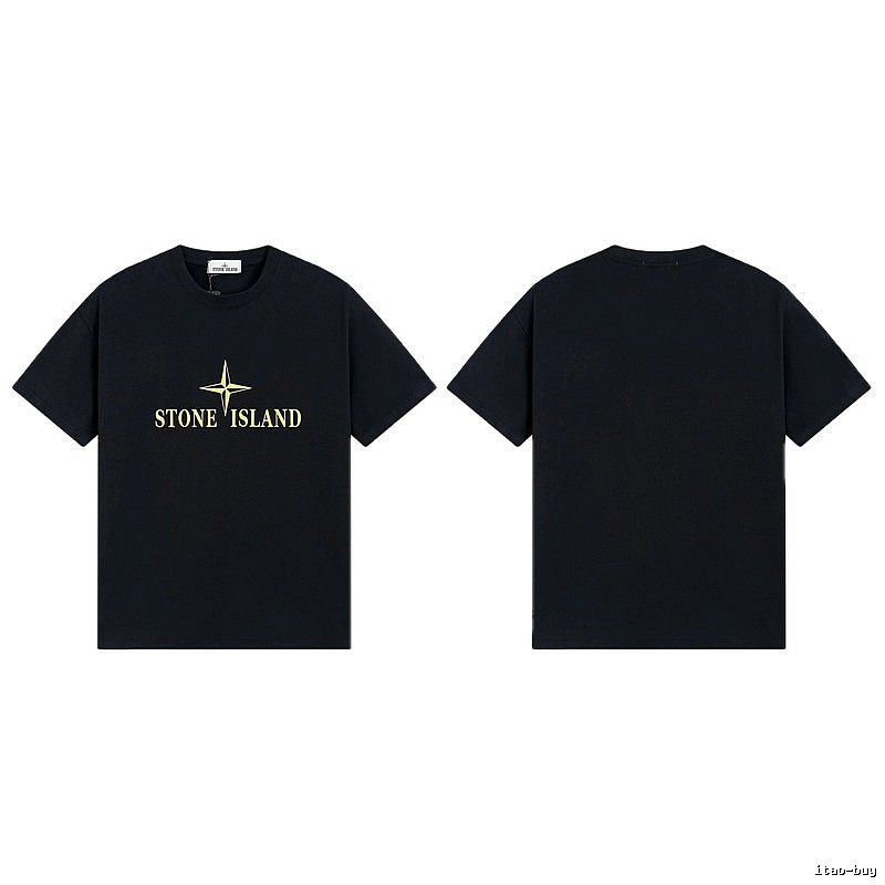 Stone Island Compass Print Street Style Black T-Shirt
