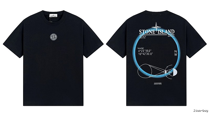 Stone Island Eclipse Collection Techwear Style Black Short-sleeve T-shirt
