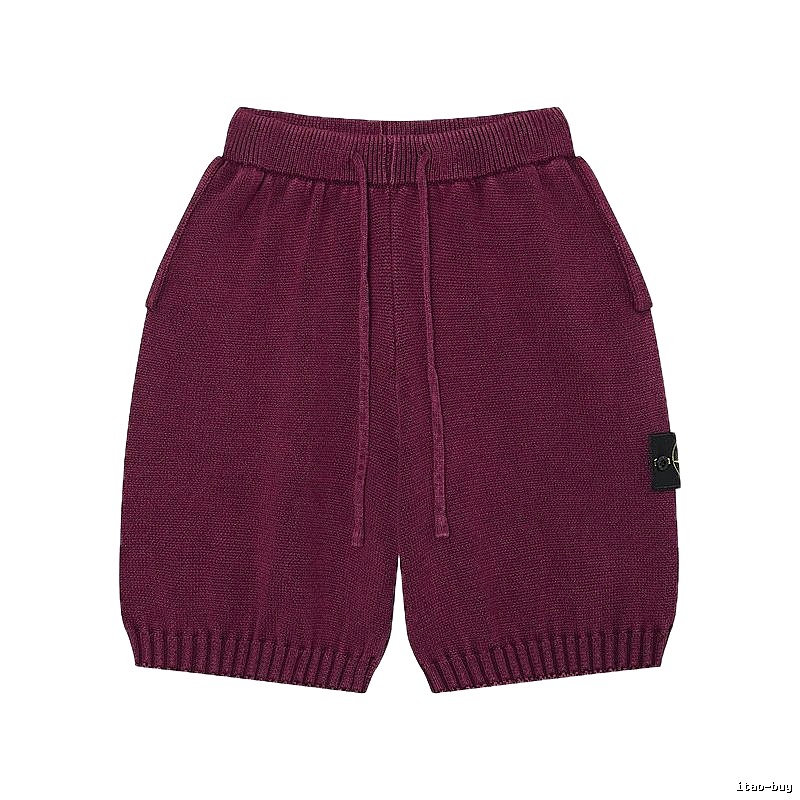 Stone Island Knit Casual Style Burgundy Shorts