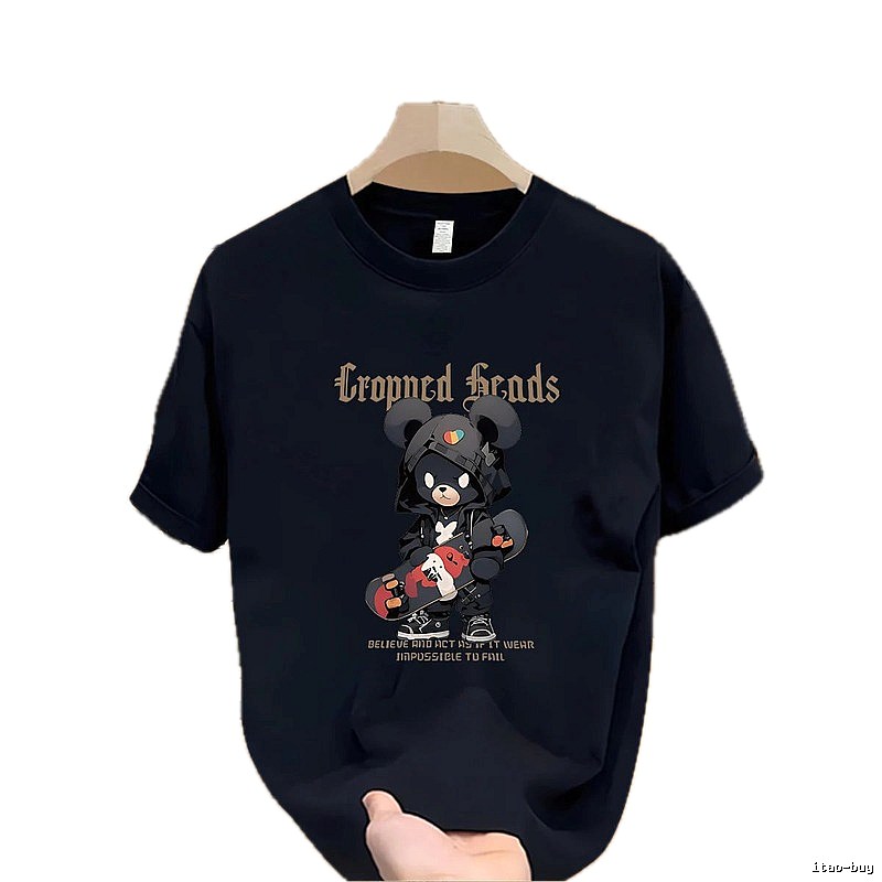 Streetwear Brand Bearbrick Skateboarding Street Style Navy Blue T-Shirt