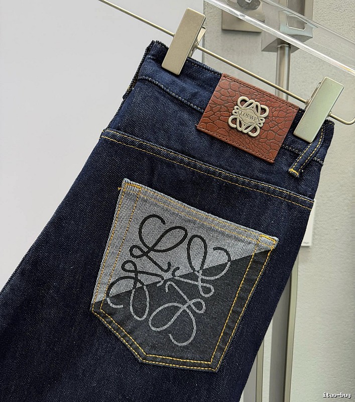 Streetwear Dark Indigo LOEWE Logo Pocket Jeans