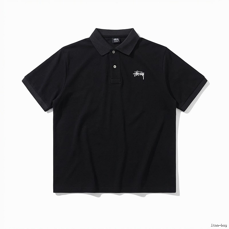 Stussy basic simple style black Polo shirt