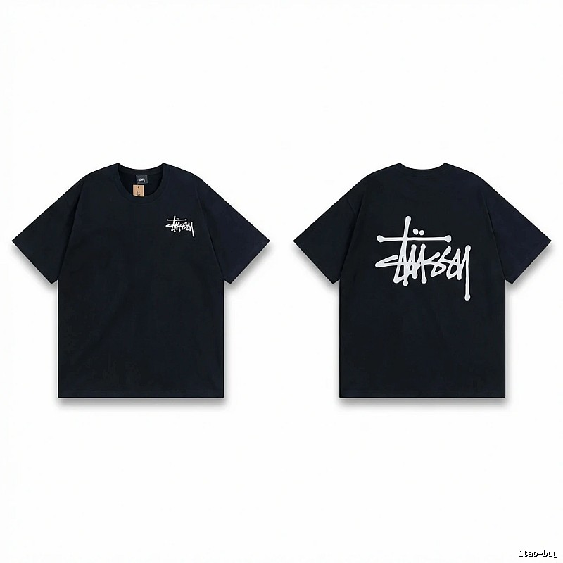 Stussy basic style simple black T-shirt