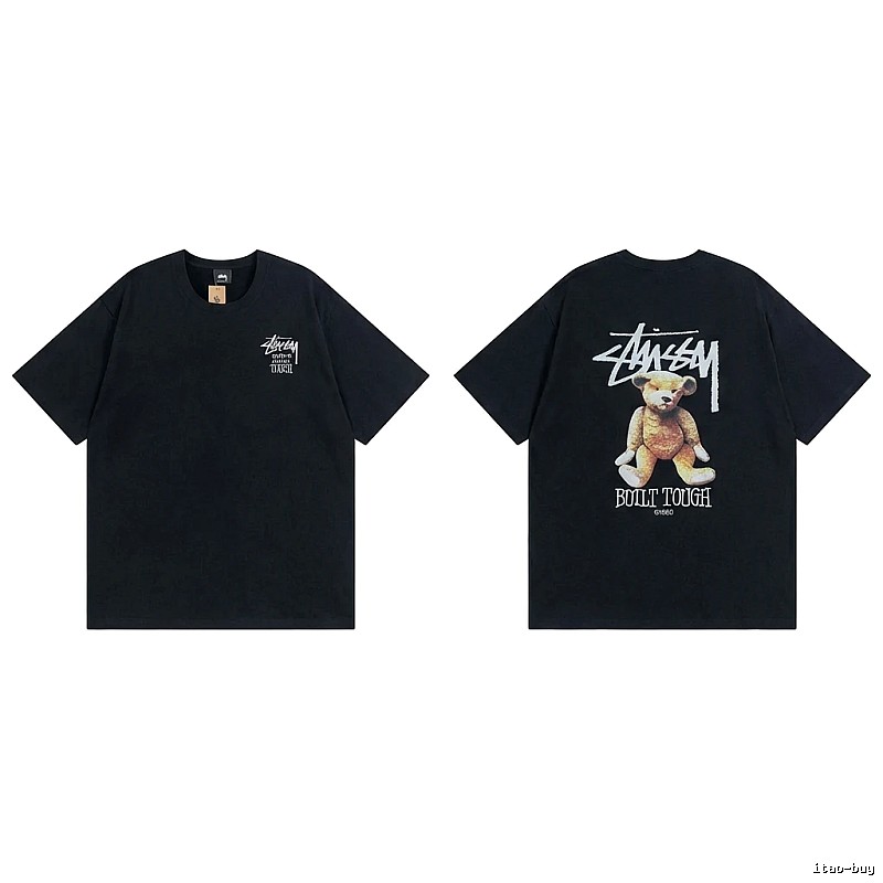Stussy Bear Trendy Cool Style Black T-shirt
