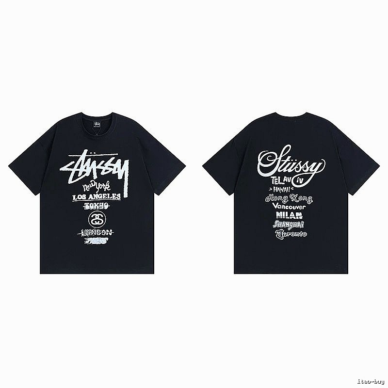 Stussy Black Spider Graphic T-Shirt Bold Graphic Logo