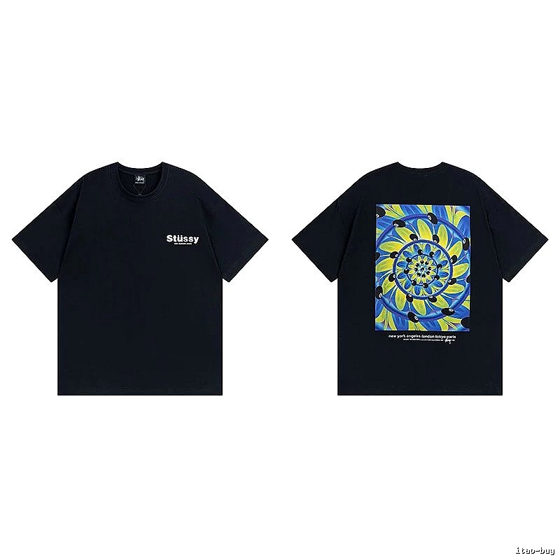 Stussy Black Spider Graphic T-Shirt Holiday Edit Logo
