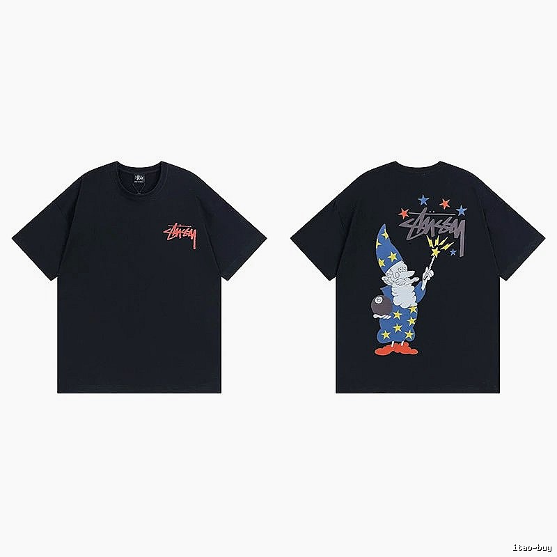 Stussy Black Spider Graphic T-Shirt Sport Casual Logo