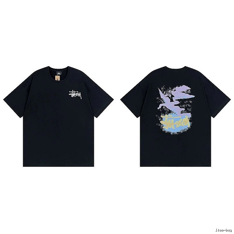 Stussy Black Spider Graphic T-Shirt Training Look Logo