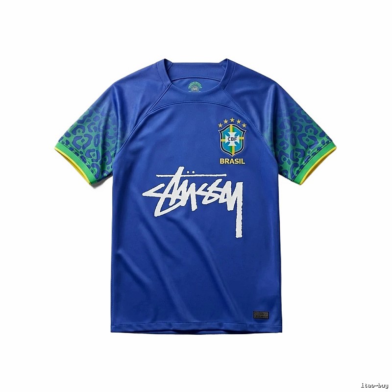 Stussy Brazil National Team Co-branded Blue T-shirt