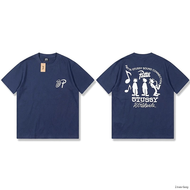 Stussy Co-branded Hip-hop Style Navy Blue T-shirt