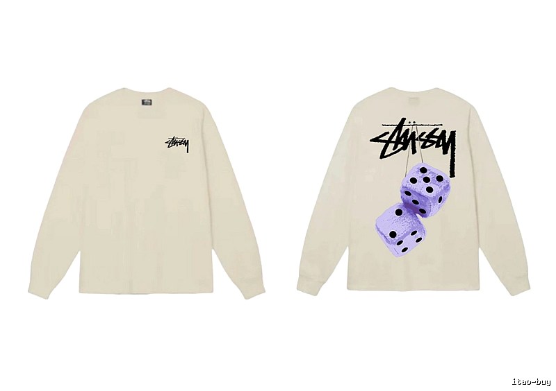 Stussy Dice Print Off-white Long-sleeve Shirt