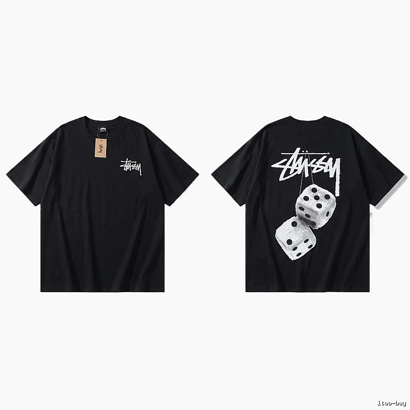 Stussy Dice Trendy and Cool Style Black T-shirt
