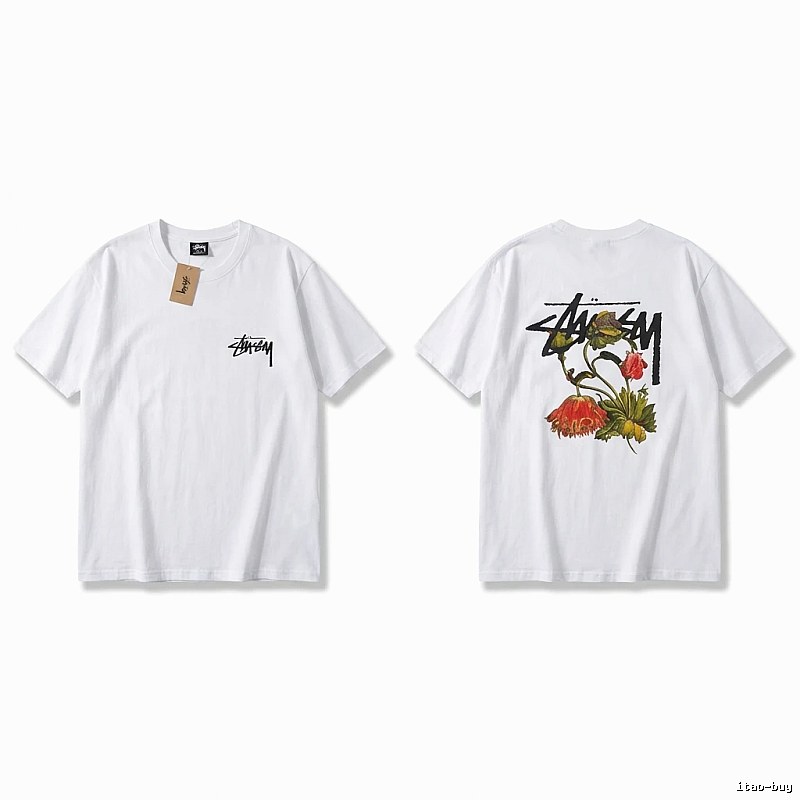Stussy Floral Print White T-Shirt
