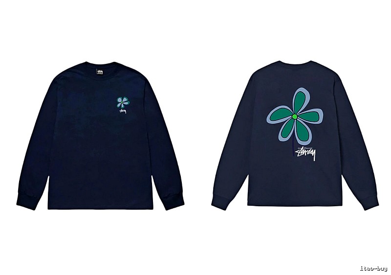 Stussy Floral Series Casual Style Navy Long-Sleeve