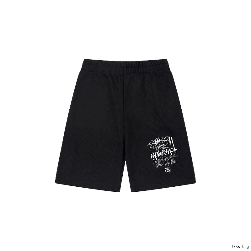Stussy graffiti-style black shorts