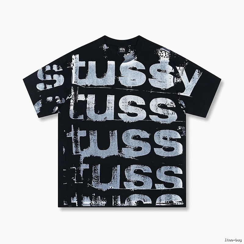 Stussy graffiti-style black T-shirt with letters