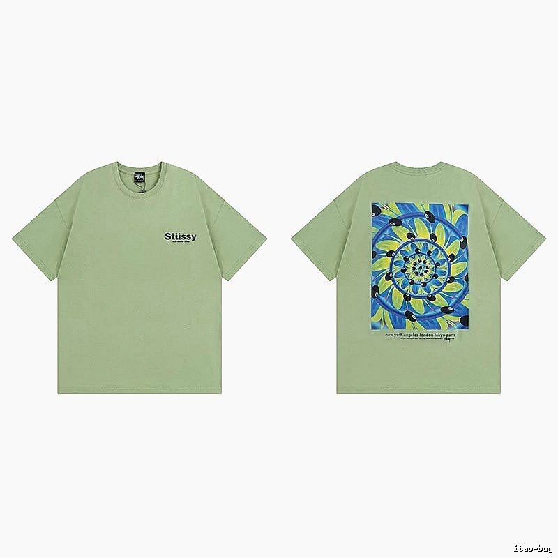 Stussy Green Spider Graphic T-Shirt Outdoor Days Logo