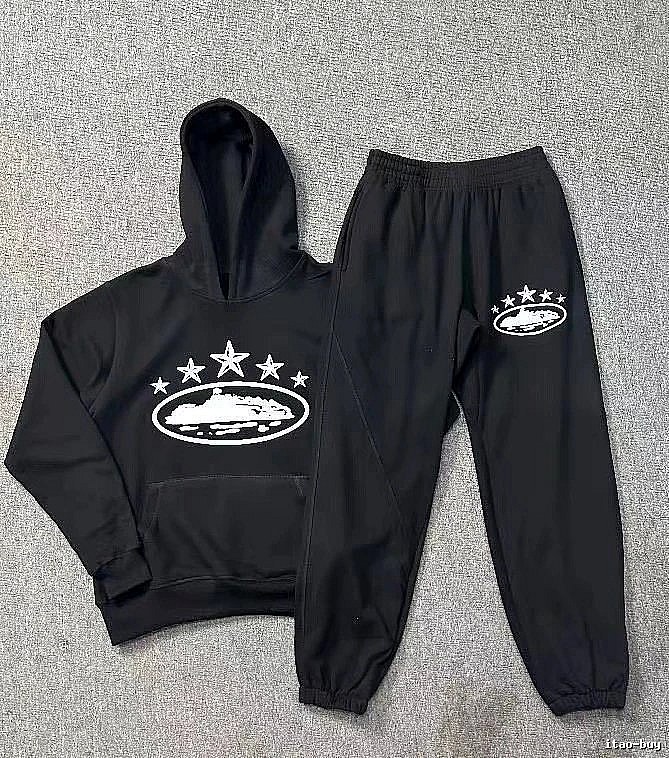 Stussy Matching Set Star-Detail Set Premium-Style Finish Black Tracksuit Set Casual Layering Logo
