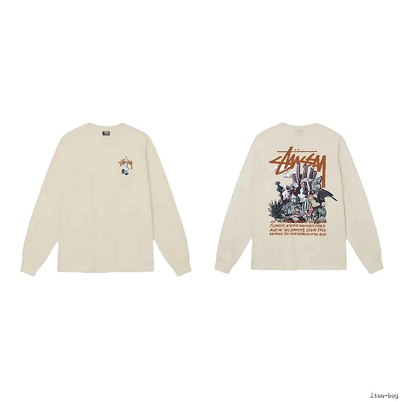 Stussy Print Retro Style Long-Sleeve (Off-White)