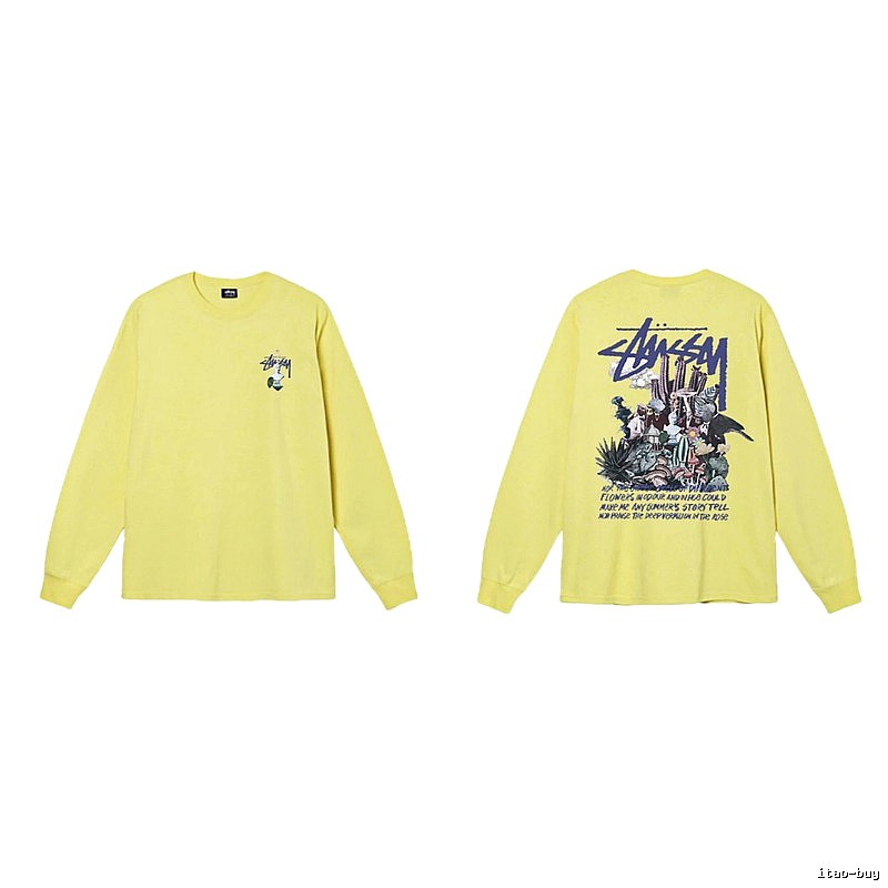 Stussy printed trendy brand style yellow long-sleeve
