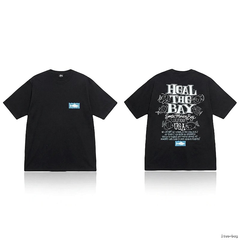 Stussy retro-style black short-sleeve