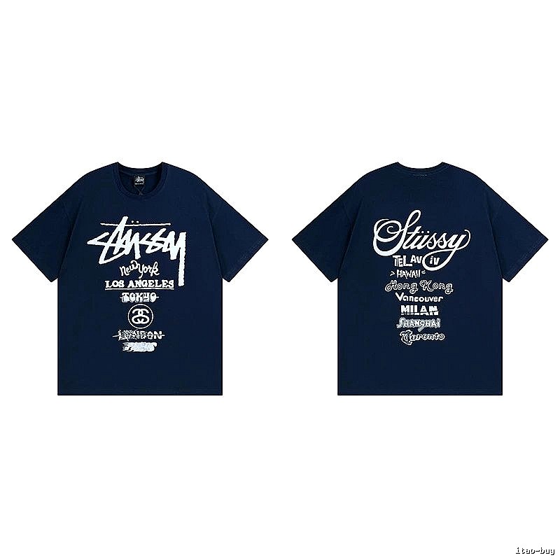 Stussy Simple Logo Finish Spider Graphic T-Shirt Minimal Look