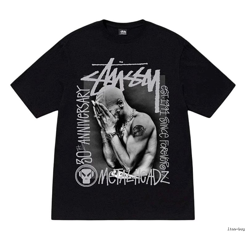 Stussy Statement Graphic T-shirt Black White Stussy for Easy Pairing