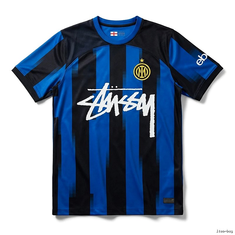 Stussy striped sporty blue and black T-shirt