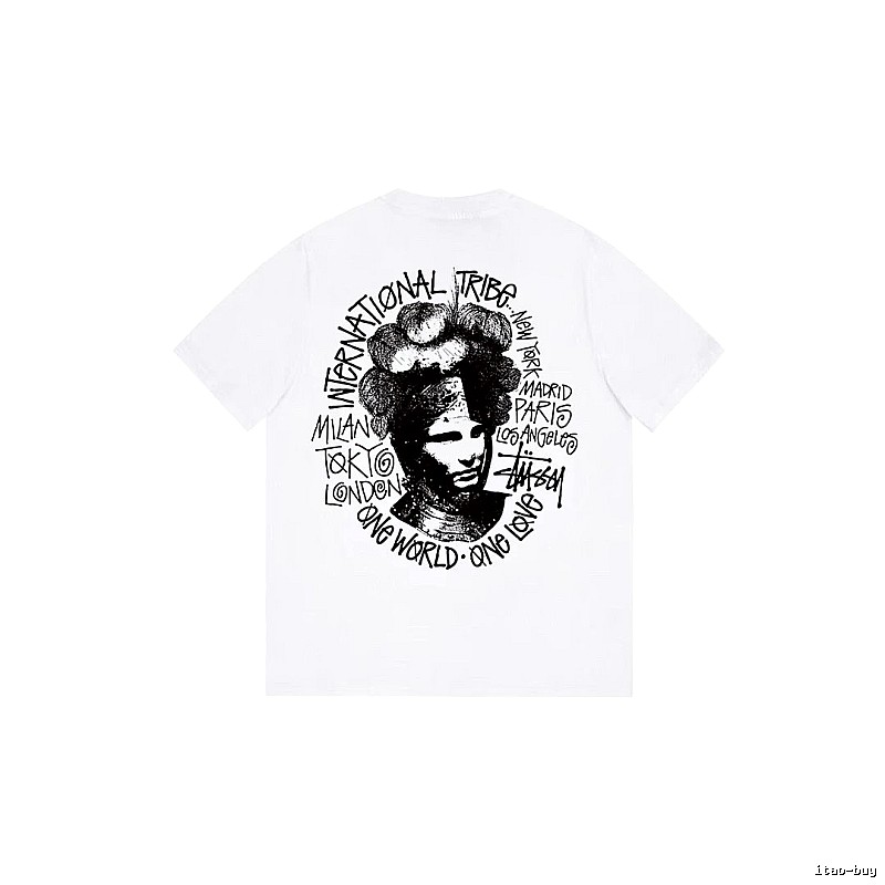 Stussy Summer Graphic T-shirt Black White Stussy with Bold Graphic