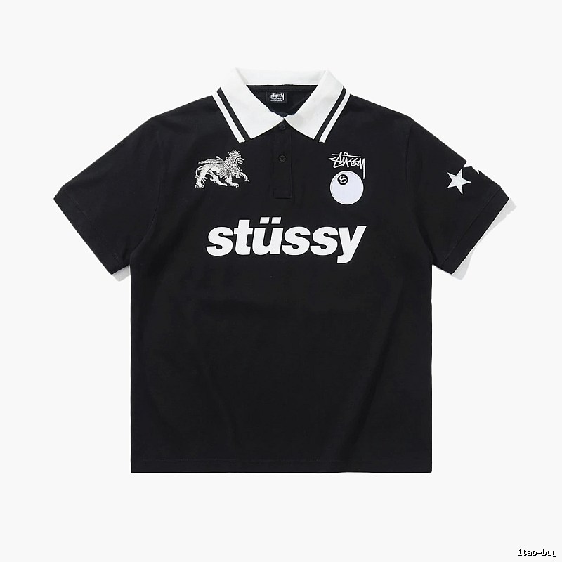 Stussy Trendy Style Black Polo Shirt