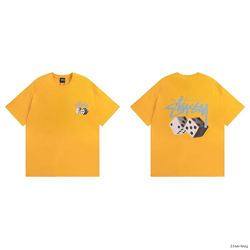Stussy Yellow Spider Graphic T-Shirt Summer Styling Logo