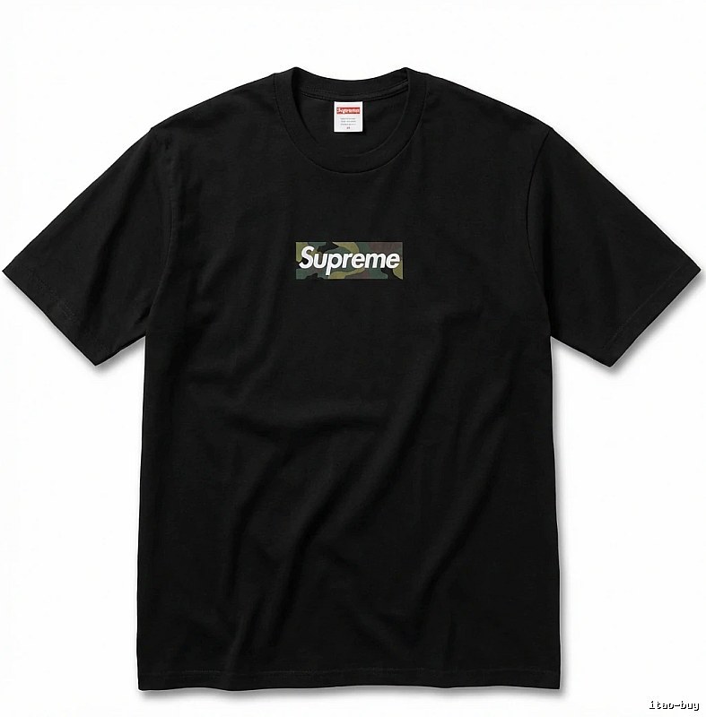 Supreme camouflage style black T-shirt