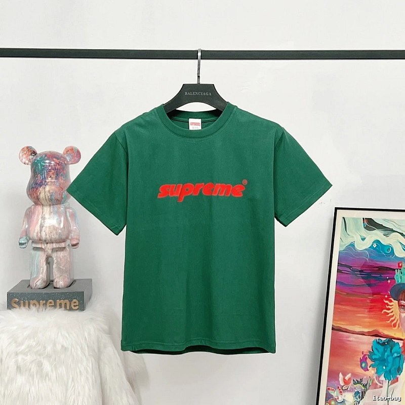 Supreme Classic Logo Street Style Green T-Shirt