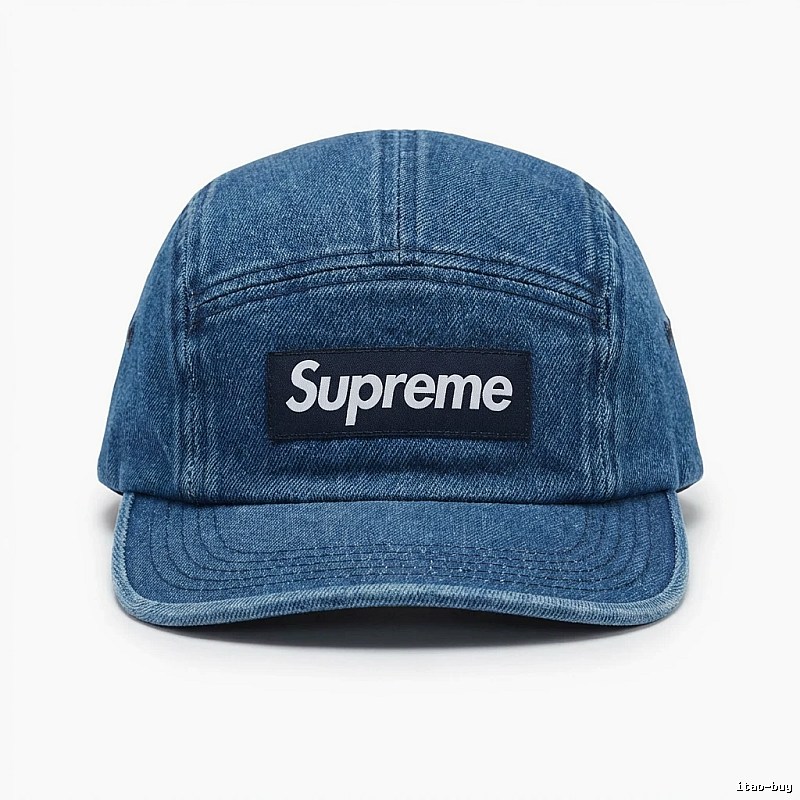 Supreme denim-style blue hat