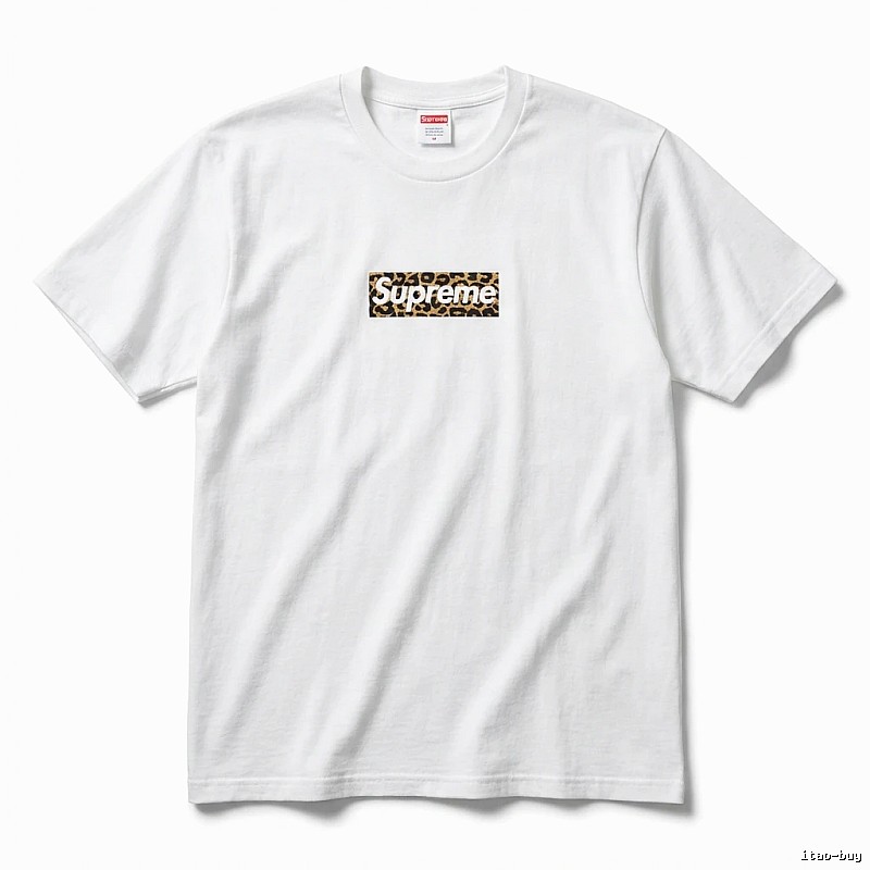 Supreme leopard - print style white T - shirt