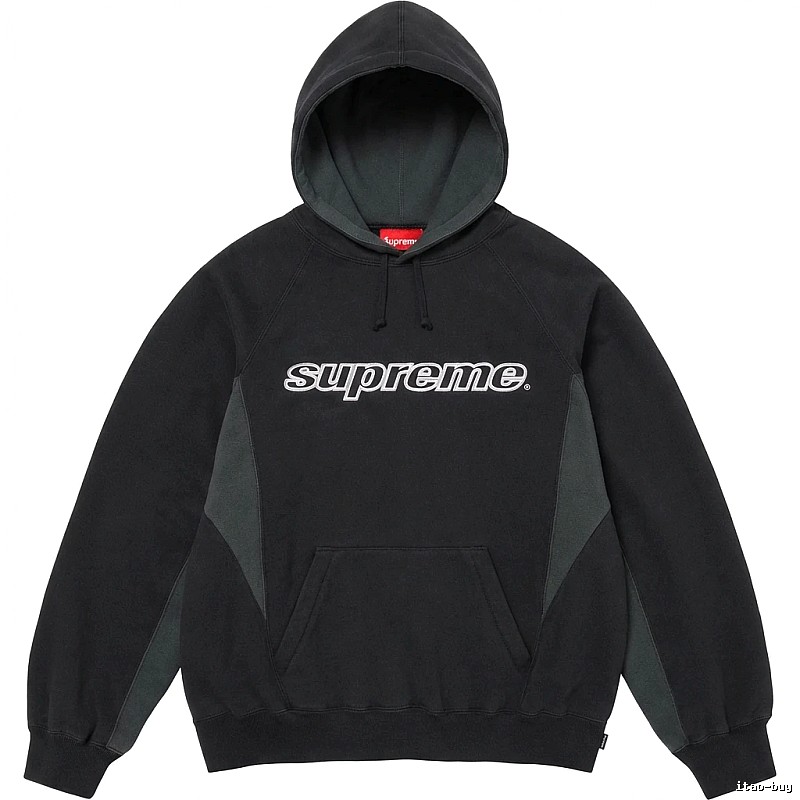 Supreme patchwork-style black hoodie