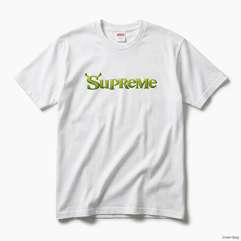 Supreme-printed trendy and cool white T-shirt