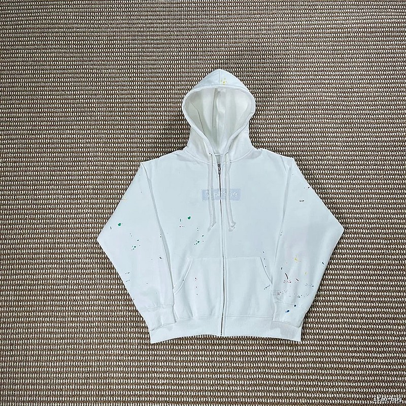 Supreme White Speckled Small Logo Hoodie