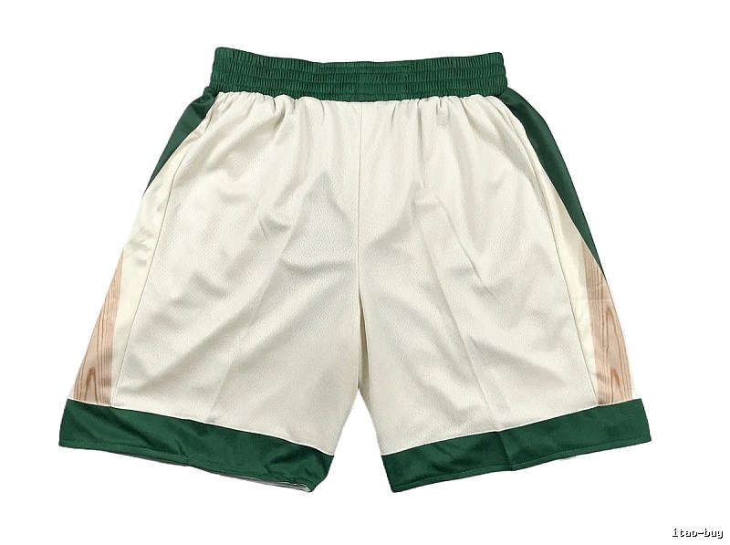 Tatum retro-style white and green shorts