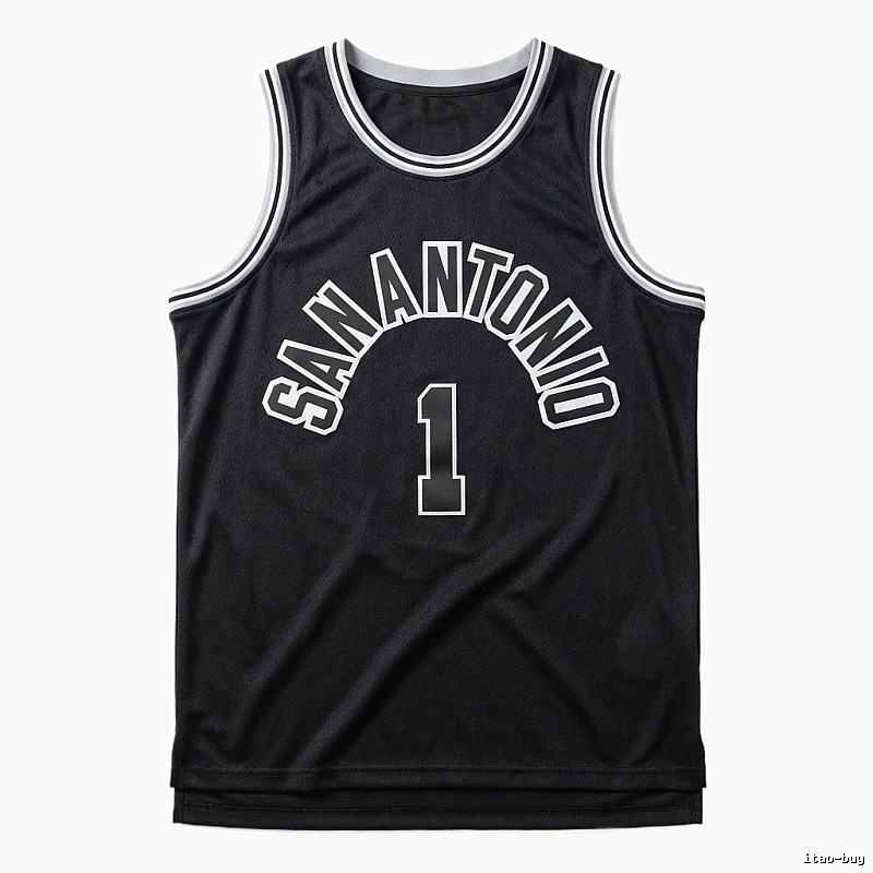 The black jersey of the San Antonio Spurs' Wembanyama style.
