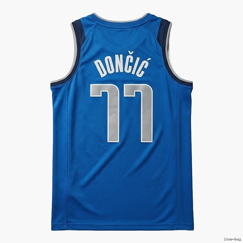 The blue basketball uniform of Luka Doncic of the Mavericks.