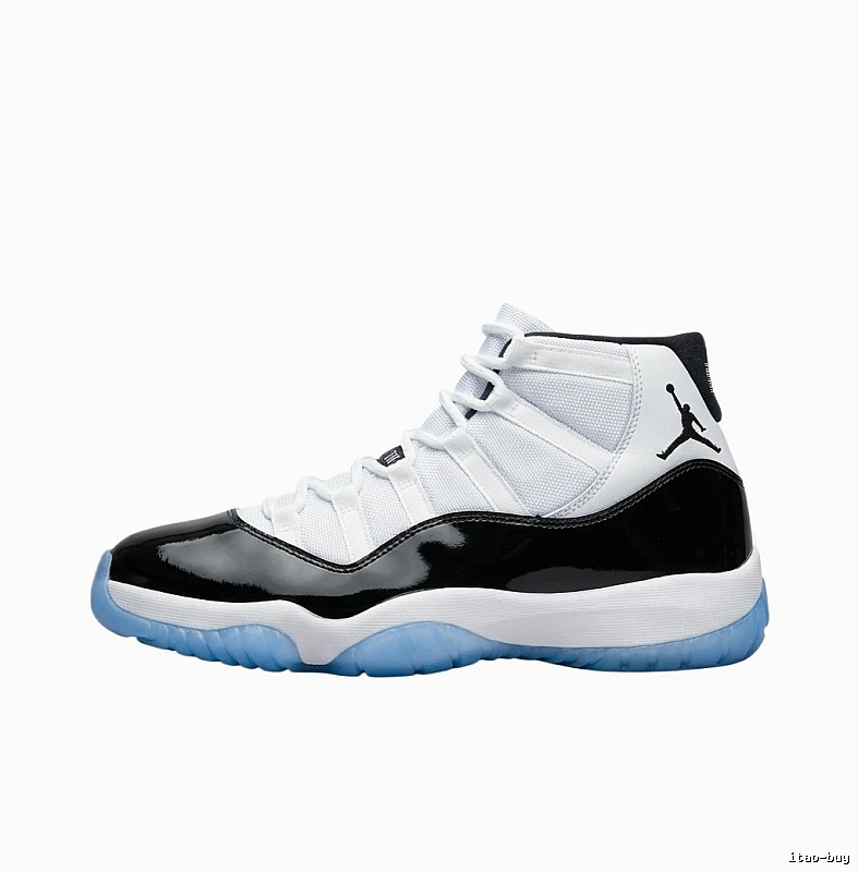 The classic black-and-white Air Jordan 11 basketball shoes.