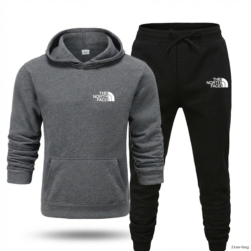 The North Face Simple Gray and Black Sportswear Set