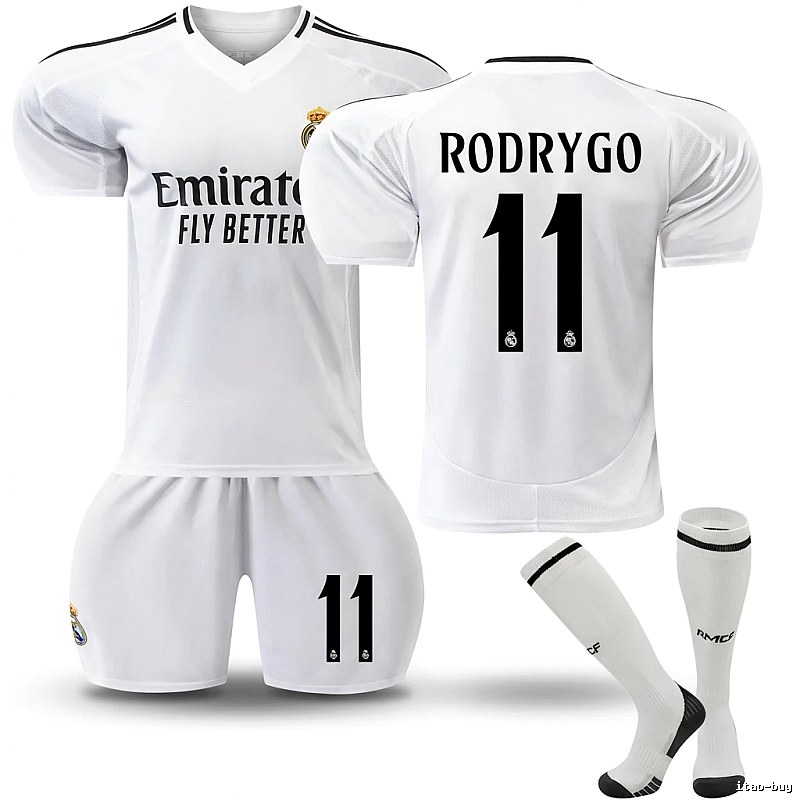 The white football jersey of the Real Madrid home field.