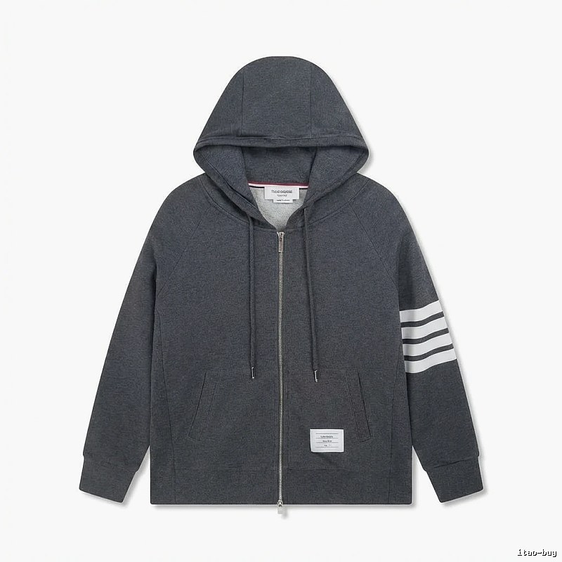 Thom Browne striped style dark gray sweatshirt