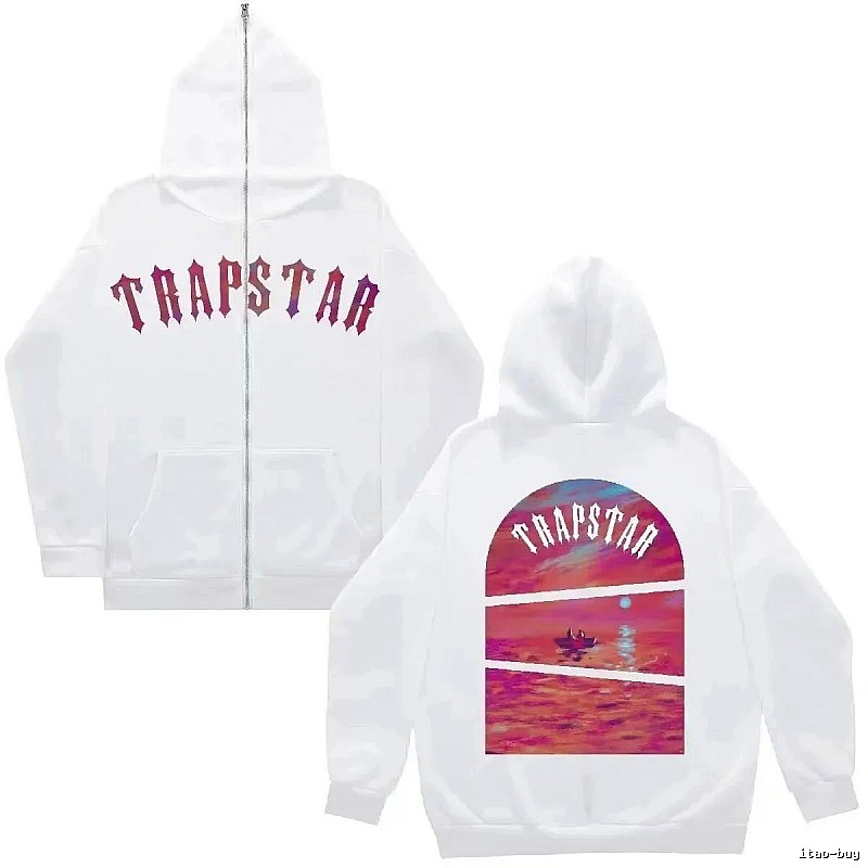 Trapstar Travel Graphic zip hoodie Black Zip Pink with Modern Look